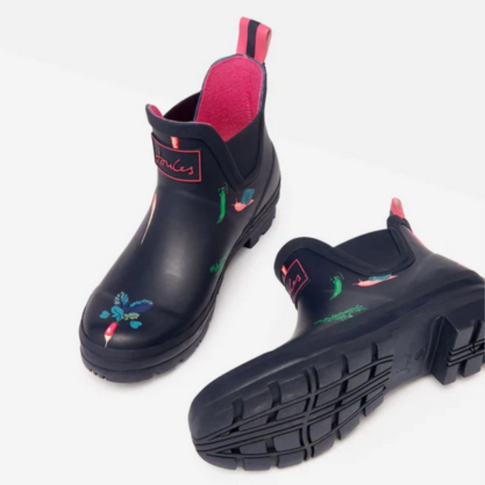 JOULES Waterproof Printed Short Pull On Rain Boots